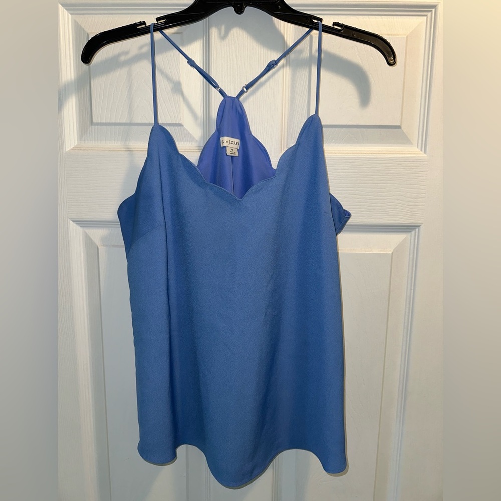 J. Crew blue, scalloped, racerback tank top. Size 6